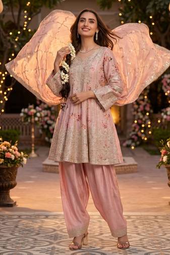 Premium chinnon kurta palazzo set with dupatta for women | s-xl sizes | elegant ethnic wear