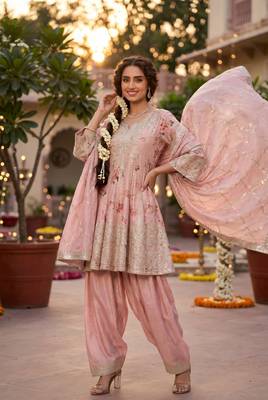 Premium chinnon kurta palazzo set with dupatta for women | s-xl sizes | elegant ethnic wear 2