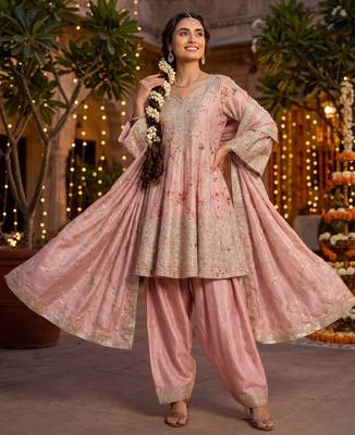 Premium chinnon kurta palazzo set with dupatta for women | s-xl sizes | elegant ethnic wear 3