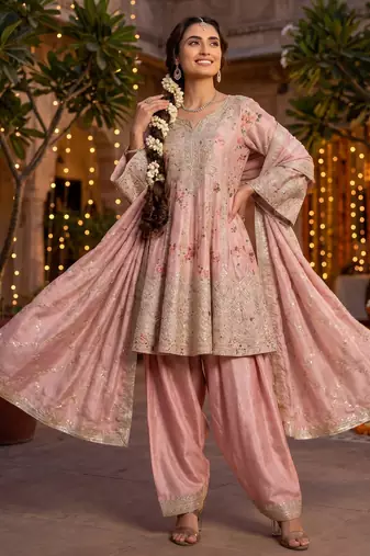 Premium chinnon kurta palazzo set with dupatta for women | s-xl sizes | elegant ethnic wear