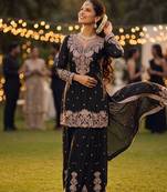 Premium chinnon silk heavy beads embroidered sharara set with dupattafestive & wedding wear