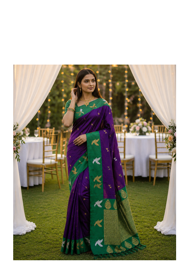 Purple Color woven Zari Work Silk Saree  1