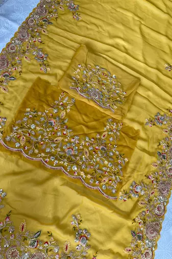 womens party wear soft star georgette saree