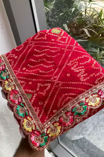 Womenssimply bandhej georgette saree