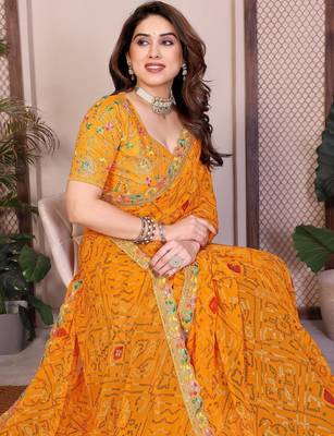 Womenssimply bandhej georgette saree 2