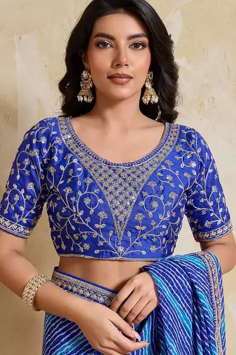 laheriya bandhej georgette saree for daily wear
