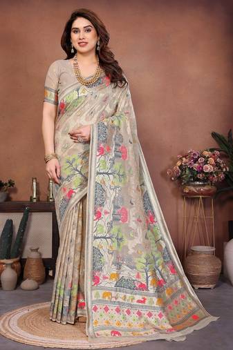 New latest trendy wedding wear pashmina silk saree