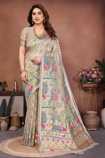 wedding wear pashmina silk saree