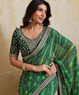 laheriya bandhej georgette saree for daily wear 2