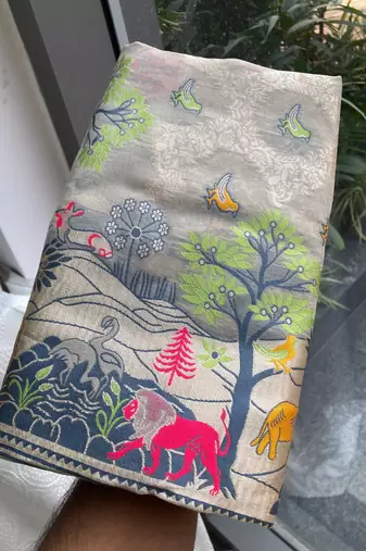 wedding wear pashmina silk saree
