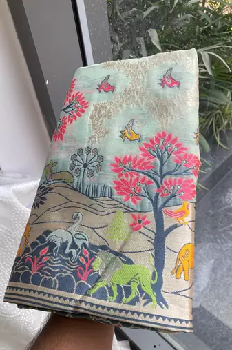 wedding wear pashmina silk saree