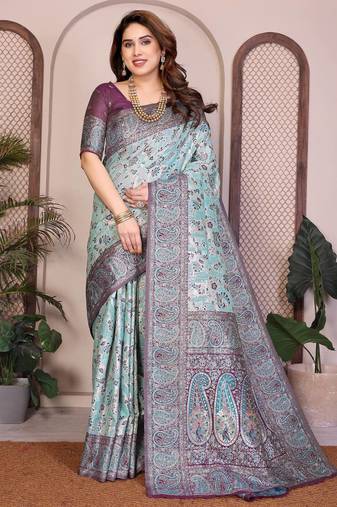 New latest trendy wedding wear pashmina silk saree