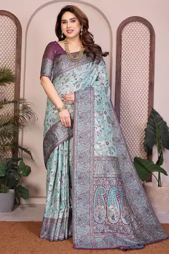 New latest trendy wedding wear pashmina silk saree