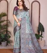 wedding wear pashmina silk saree