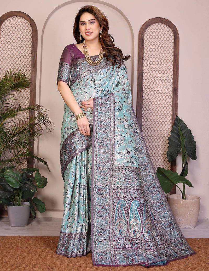 New latest trendy wedding wear pashmina silk saree