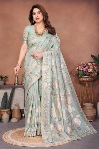 New latest trendy wedding wear pashmina silk saree