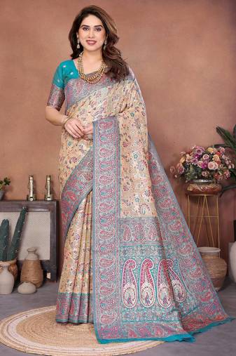 wedding wear pashmina silk saree