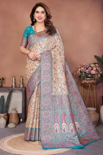 wedding wear pashmina silk saree