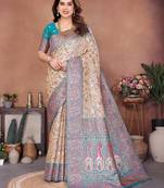 wedding wear pashmina silk saree