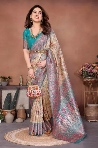 wedding wear pashmina silk saree