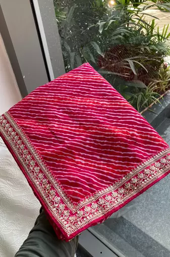 laheriya bandhej georgette saree for daily wear