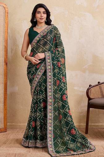 Womens stylish simply wedding wear georgette saree