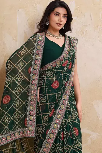 Womens simply wedding wear georgette saree