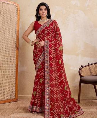 Womens simply wedding wear georgette saree 1