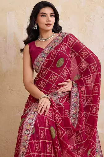 Womens simply wedding wear georgette saree