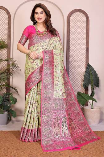 New latest trendy wedding wear pashmina silk saree