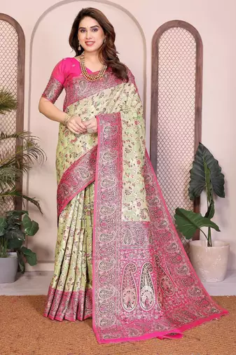 wedding wear pashmina silk saree