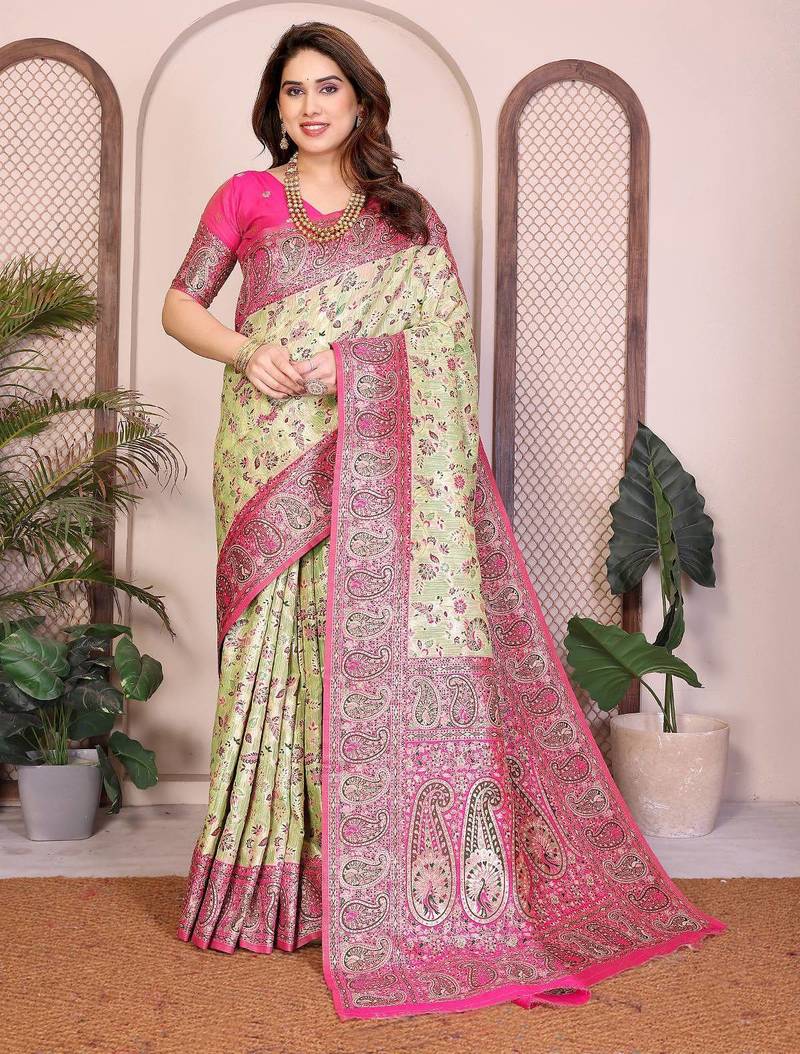 New latest trendy wedding wear pashmina silk saree