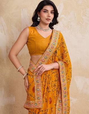 Womens simply wedding wear georgette saree 2