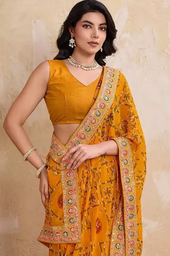 Womens simply wedding wear georgette saree