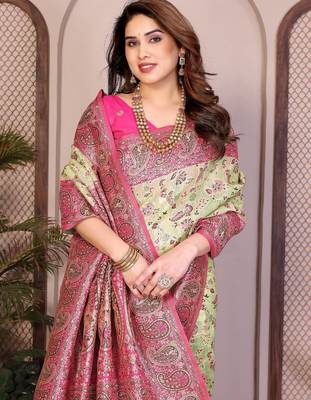 wedding wear pashmina silk saree 2