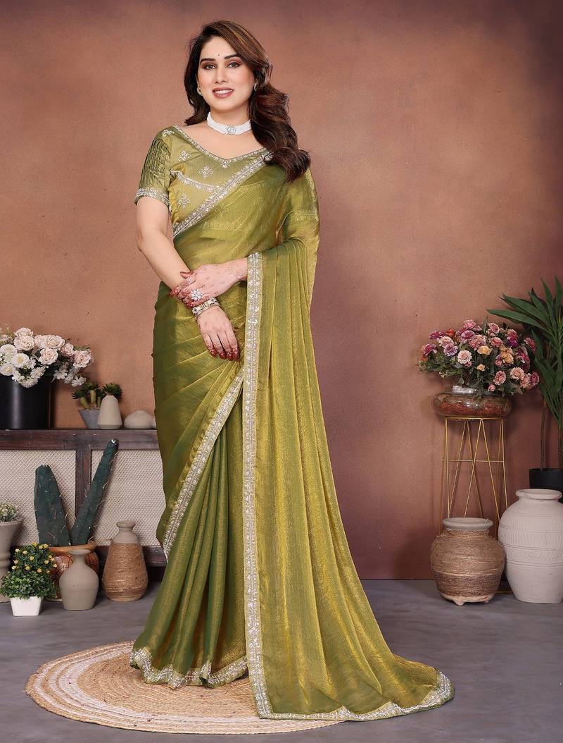 Trendy stylish party wear fendy chiffon saree