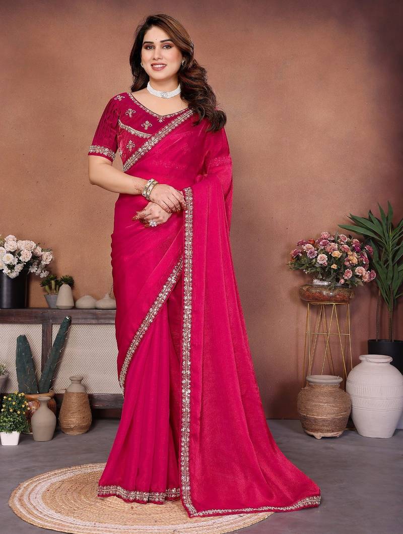 Trendy stylish party wear fendy chiffon saree