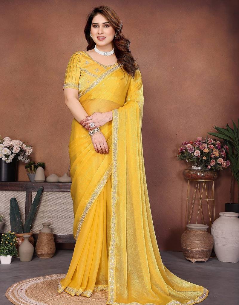 Trendy stylish party wear fendy chiffon saree