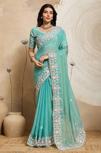  wedding special party wear soft nxc moss chiffon saree