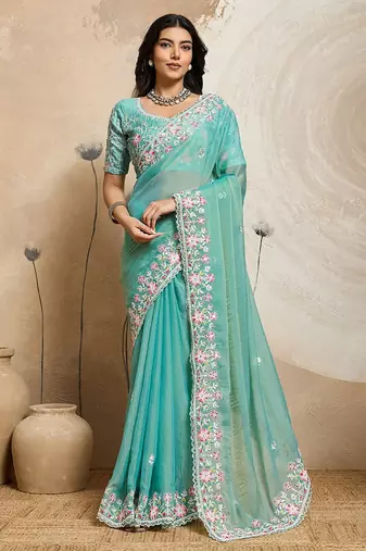 New trendy wedding special party wear soft nxc moss chiffon saree