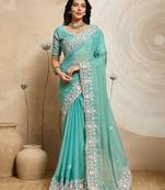  wedding special party wear soft nxc moss chiffon saree