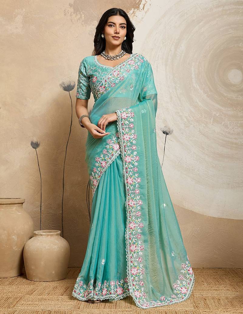 New trendy wedding special party wear soft nxc moss chiffon saree