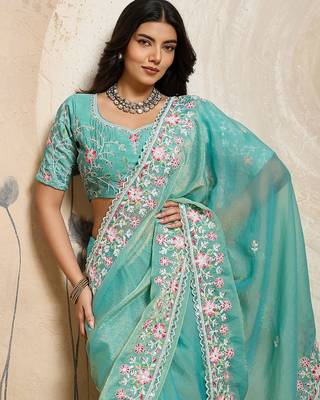 wedding special party wear soft nxc moss chiffon saree 3