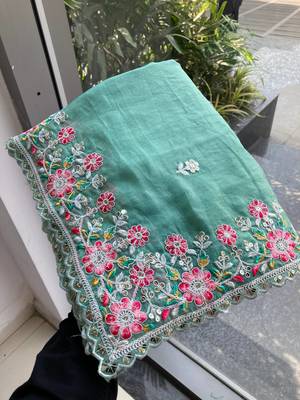 wedding special party wear soft nxc moss chiffon saree 4