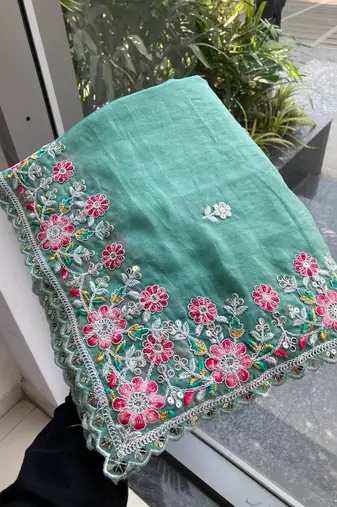 wedding special party wear soft nxc moss chiffon saree