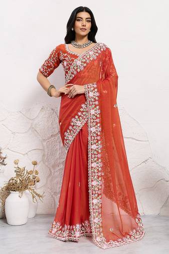  wedding special party wear soft nxc moss chiffon saree