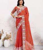  wedding special party wear soft nxc moss chiffon saree