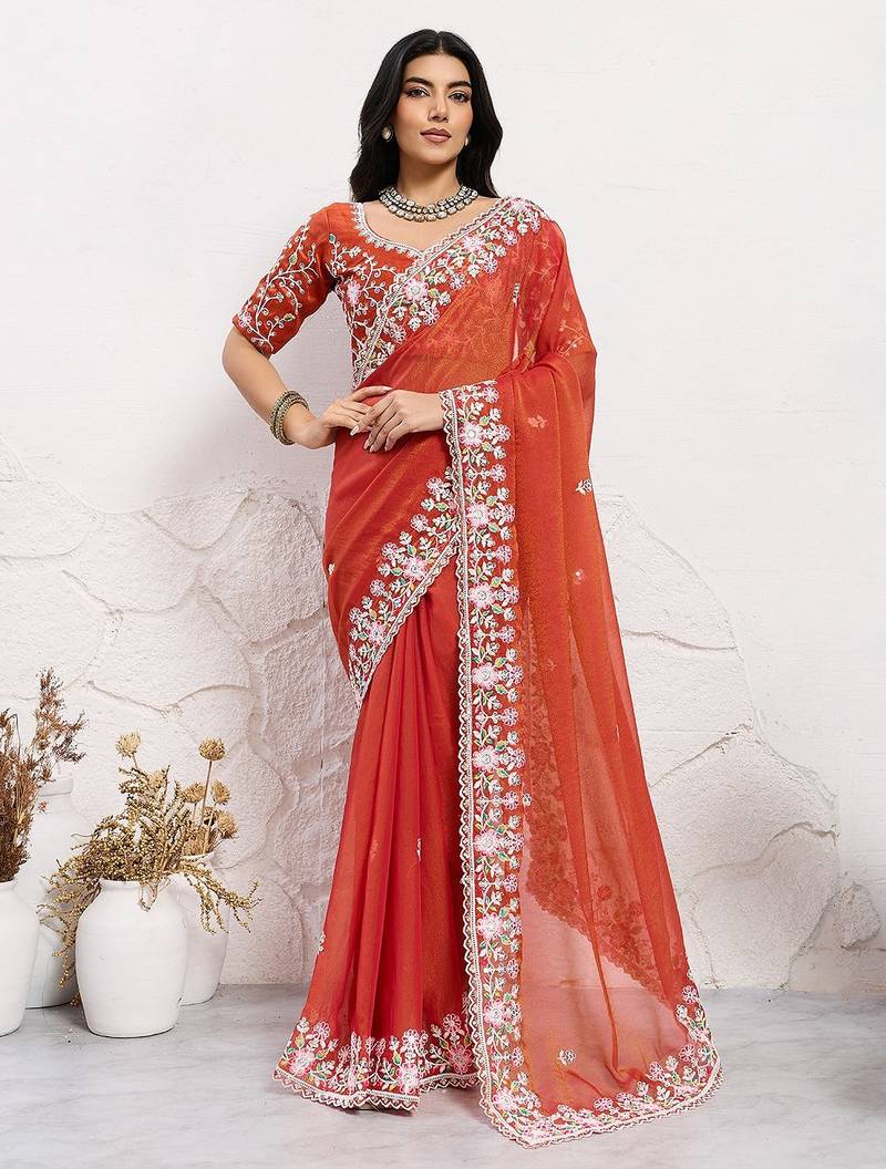 New trendy wedding special party wear soft nxc moss chiffon saree