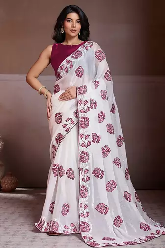 Womens fancy trending party wear fendy chiffon saree