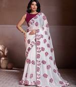 Womens fancy trending party wear fendy chiffon saree